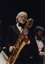 Gerry Mulligan, Barbican, London, 1989. Creator: Brian Foskett.