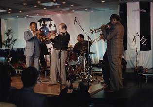 Harry "Sweets" Edison, Clark Terry, Lew Soloff and Alvin Queen, Jazz Inn Party, Nordwijk, 1989. Creator: Brian Foskett.