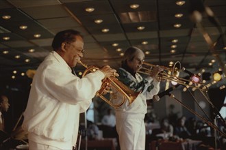 Clark Terry and Bob Brookmeyer, Jazz Inn Party, Nordwijk, Netherlands, 1989. Creator: Brian Foskett.