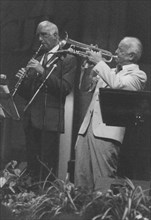 Kenny Baker and Roy Willox, Barbican, London 1993. Creator: Brian Foskett.