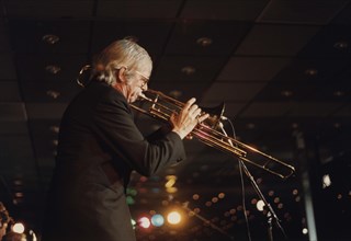 Bob Brookmeyer, Jazz Inn Party, Nordwijk, Netherlands, 1989. Creator: Brian Foskett.