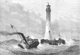 Completion of the Wolf-Rock Lighthouse: putting the keepers on the Rock, 1870. Creator: Unknown.