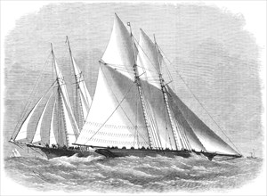 The International Yacht-Race: the Cambria weathering the Sappho off Bonchurch, 1870. Creator: Unknown.