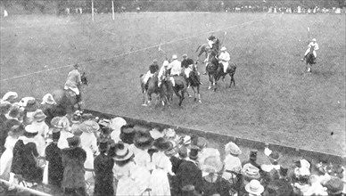 America winning the International Cup for Polo: last Monday's play at Hurlingham, 1909. Creator: Illustrations Bureau.