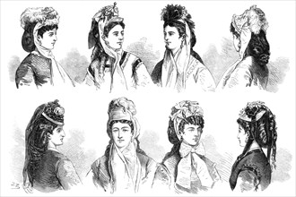 Paris fashions: head-dresses, 1870. Creator: Unknown.