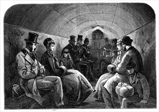 The Thames Subway at Tower-Hill: interior of carriage, 1870. Creator: Unknown.