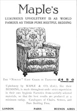 Maple's luxurious upholstery is as world-famous as their pure restful bedding, 1909. Creator: Unknown.