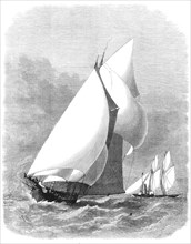 The International Yacht-Race: the Sappho and Cambria rounding off St. Catherine's, 1870. Creator: Unknown.