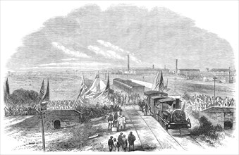 Departure of the Duke of Edinburgh from the Parell Station...Great Indian Peninsular Railway, 1870. Creator: Unknown.