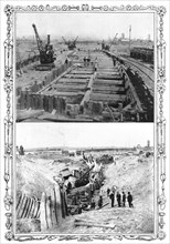 The Dock Disaster at Newport: the fatal trench before and after..., 1909. Creator: Collins.