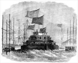 Launch of H.M.S. Cyclops at Blackwall, 1871. Creator: Unknown.