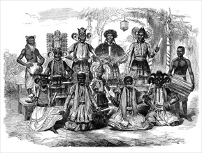 Native performance, called "Hobson Jobson," on the festival of the Cingalese New Year, 1870. Creator: Unknown.