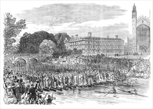 Procession of Boats at Cambridge - "Three Cheers for the Cambridge Eight", 1870. Creator: Unknown.