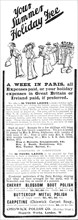 Your Summer Holiday Free - a week in Paris, all expenses paid, 1909. Creator: Unknown.