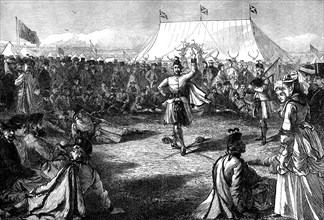 Amusements in the camp of the London Scottish, Wimbledon, 1871. Creator: Unknown.