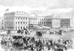 Waiting for the arrival of the Duke of Edinburgh at Government House, Calcutta, 1870. Creator: C. R..