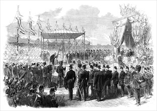 The King of Holland laying the foundation-stone of the Amsterdam ship-canal locks, 1870. Creator: Unknown.