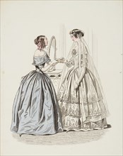 Fashion plate - Journal des Demoiselles, 1842. Creator: Damours.