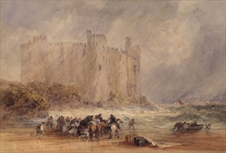 Laugharne Castle, Carmarthenshire, (undated, pre-1859). Creator: David Cox the Elder.