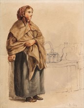 Study of a Woman Standing Beside a Table, 1800-15. Creator: David Cox the Elder.