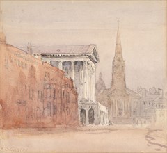 Birmingham Town Hall and Christ Church, c1840s. Creator: David Cox the Elder.