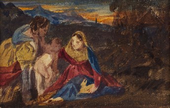 Copy of Titian's Virgin and The Rabbit in The Louvre, 1937. Creator: David Cox the Elder.