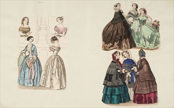 Costume plates, 1852 - 1853. Creator: Unknown.