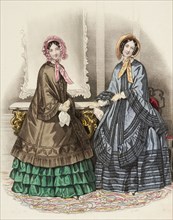 Fashion Plate - Petit Courrier des Dames 'Modes de Paris', 1847. Creator: Barreau.