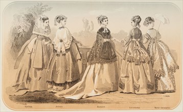 Fashion plate - Journal des Demoiselles, 1868. Creator: Emile Préval.