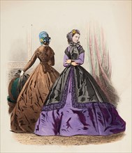 Fashion Plate - Petit Courrier des Dames 'Modes de Paris', 1858. Creator: Gilquin fils.