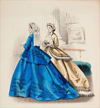 Fashion Plate - Petit Courrier des Dames 'Modes de Paris', 1866. Creator: Gilquin fils.