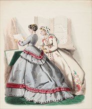 Fashion Plate - Petit Courrier des Dames 'Modes de Paris', 1866. Creator: Gilquin fils.