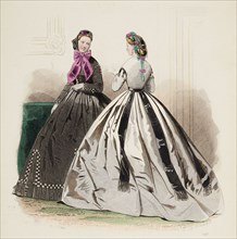 Fashion Plate - Petit Courrier des Dames 'Modes de Paris', 1855-69. Creator: Gilquin fils.