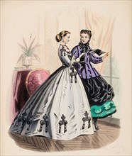 Fashion Plate - Petit Courrier des Dames 'Modes de Paris', 1865-66. Creator: Gilquin fils.