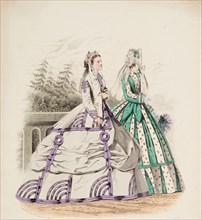 Fashion Plate - Petit Courrier des Dames 'Modes de Paris', 1866-67. Creator: Gilquin fils.