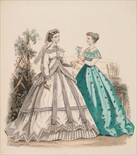 Fashion Plate - Petit Courrier des Dames 'Modes de Paris', 1866-67. Creator: Gilquin fils.