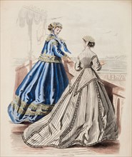 Fashion Plate - Petit Courrier des Dames 'Modes de Paris', 1866-67. Creator: Gilquin fils.