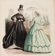 Fashion Plate - Petit Courrier des Dames 'Modes de Paris', 1866-67. Creator: Gilquin fils.