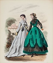 Fashion Plate - Petit Courrier des Dames 'Modes de Paris', 1866-67. Creator: Gilquin fils.