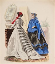 Fashion Plate - Petit Courrier des Dames 'Modes de Paris', 1866-67. Creator: Gilquin fils.