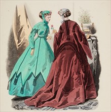 Fashion Plate - Petit Courrier des Dames 'Modes de Paris', 1866-67. Creator: Gilquin fils.