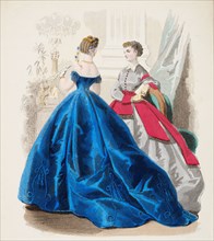 Fashion Plate - Petit Courrier des Dames 'Modes de Paris', 1850-70. Creator: Gilquin fils.