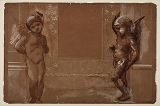 Troy Triptych - Study of Two Putti, 1870-72. Creator: Sir Edward Coley Burne-Jones.