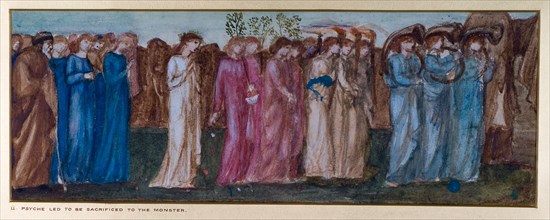 Cupid and Psyche - Study for the Palace Green Mural - The King and Mourners, 1872. Creator: Sir Edward Coley Burne-Jones.