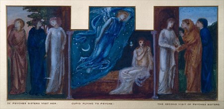 Cupid and Psyche - Study for the Palace Green Mural - Psyche's Sisters visit her at Cupid's... 1872. Creator: Sir Edward Coley Burne-Jones.