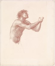 The Hill of Venus - Male Nude - Study of one of the Reapers for Reapers Appealing to Venus, 1866. Creator: Sir Edward Coley Burne-Jones.