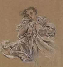 Winter - Study of Flying Drapery, 1866-67. Creator: Sir Edward Coley Burne-Jones.