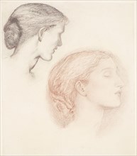 The Lament - Study of Two Female Heads, 1865-66. Creator: Sir Edward Coley Burne-Jones.