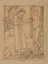 Pygmalion and the Image - Study for Pygmalion fashioning the Image, 1867. Creator: Sir Edward Coley Burne-Jones.