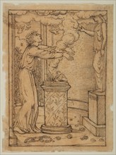 Pygmalion and the Image - Study for Pygmalion offering Incense to Venus, 1867. Creator: Sir Edward Coley Burne-Jones.